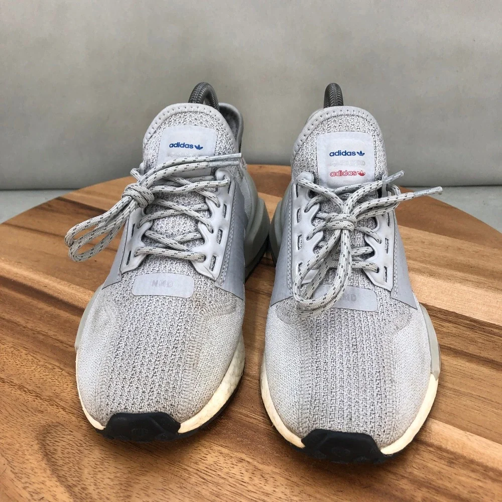 Adidas NMD R1 Running Shoes Gray Knit Lightweight Sneakers Youth Size 4.5